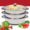 3 Tier Steamer Cooker Steam Pot Set Kitchen Stainless Steel Cookware Hot Pot