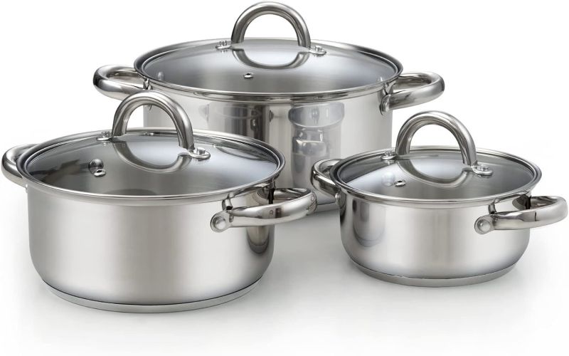 Cook N Home Kitchen Cookware Sets, 12-Piece Basic Stainless Steel Pots and Pans