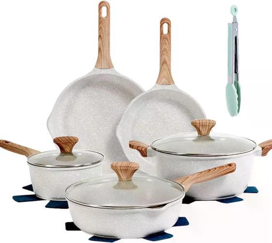 Nonstick Cookware Sets, 12-Piece Kitchenware Pots and Pans Set Granite Coating, Suitable For All Stove, 100% PFOA Free, kitchen